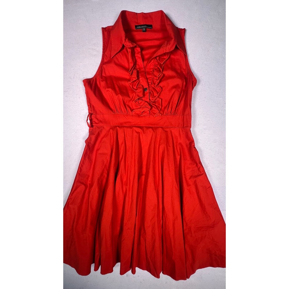 Charly Madison Ruffle Dress Womens Large Red Excellent